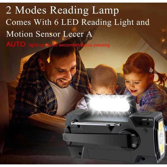 Weather Radio Solar Hand Crank Radio Power Bank, USB Charger, Reading Lamp, SOS - Picture 4 of 6